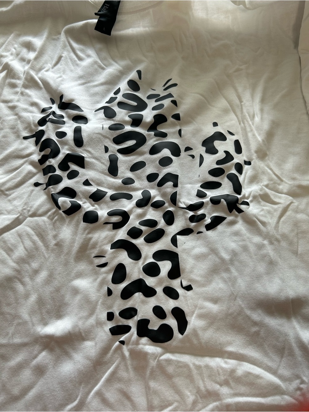 Leopard Print Cactus Graphic Tee - White & Black